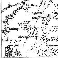 map of southeast England, with Alfred dreaming of the crown while the cakes burn in the margin